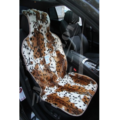 Купить Накидка на сиденье автомобиля из натурального меха Леопард бело-чёрный