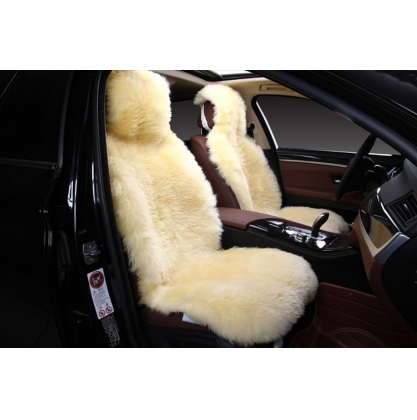 Купить Накидка на сиденье автомобиля из цельной шкуры овчины Длинный Ворс (Австралия) бежевый