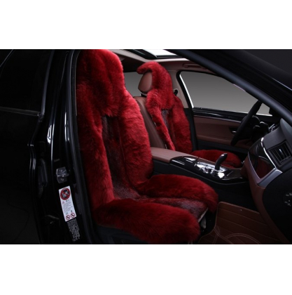 Купить Накидка на сиденье автомобиля из натурального меха Лиса + Овчина красный