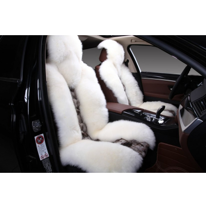 Купить Накидка на сиденье автомобиля из натурального меха Лиса + Овчина белый