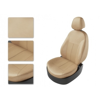 Купить Авточехлы из экокожи с двойной отстрочкой для Nissan Terrano 3 Джип 2012, с AIR-Bag перед сидения