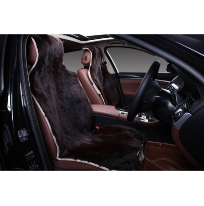 Купить Накидка на сиденье автомобиля из натурального меха Волк тёмно-коричневый