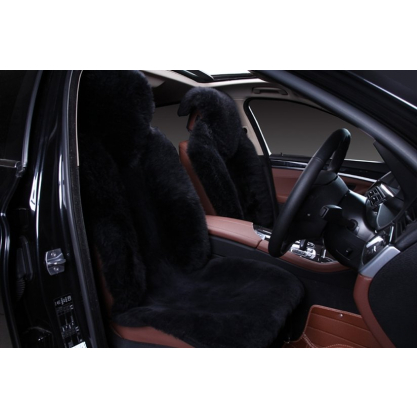 Купить Накидка на сиденье автомобиля из цельной шкуры овчины Комбинированный ворс (Австралия) чёрный