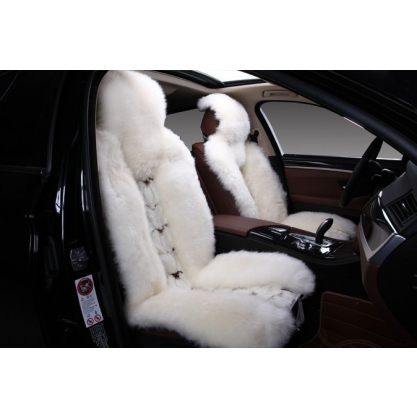 Купить Накидка на сиденье автомобиля из натурального меха Заяц + Овчина белый