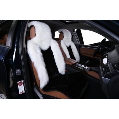 Купить Накидка на сиденье автомобиля из искусственного меха Комбинированный ворс белый-черный