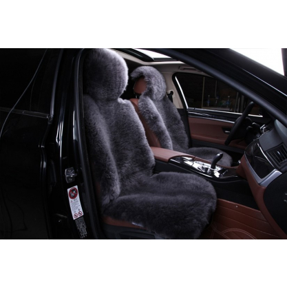 Купить Накидка на сиденье автомобиля их кусков натурального меха Длинный Ворс (Австралия) серый