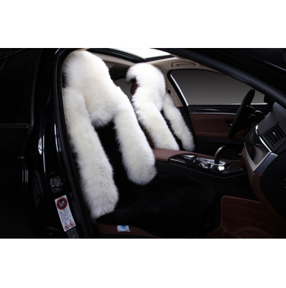 Купить Накидка на сиденье автомобиля из цельной шкуры овчины Комбинированный ворс (Австралия) бело-чёрный