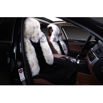Купить Накидка на сиденье автомобиля из цельной шкуры овчины Комбинированный ворс (Австралия) бело-чёрный-белый