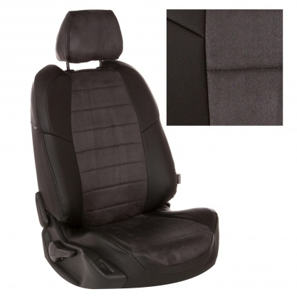 Купить Комплект чехлов из экокожи и алькантары для Renault Duster Джип 2012, задняя спинка единая, сидение единое (без AIR-Bag перед сидения)
