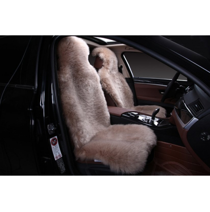 Купить Накидка на сиденье автомобиля из цельной шкуры овчины Длинный Ворс (Австралия) тёмно-бежевый