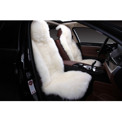 Купить Накидка на сиденье автомобиля их кусков натурального меха Длинный Ворс (Австралия) белый